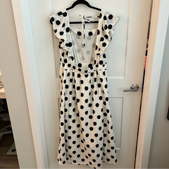 Anthropologie Amadi black &white open back polka dot dress large maxi GUC - Picture 7 of 9